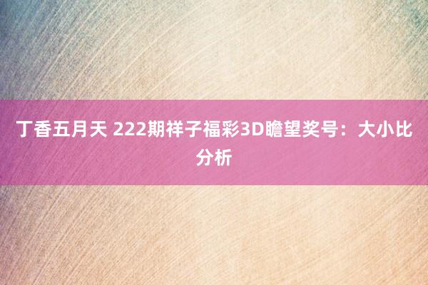 丁香五月天 222期祥子福彩3D瞻望奖号：大小比分析