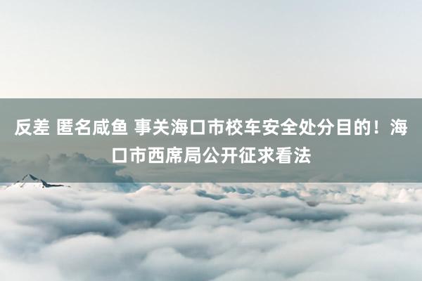 反差 匿名咸鱼 事关海口市校车安全处分目的！海口市西席局公开征求看法