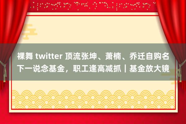 裸舞 twitter 顶流张坤、萧楠、乔迁自购名下一说念基金，职工逢高减抓｜基金放大镜