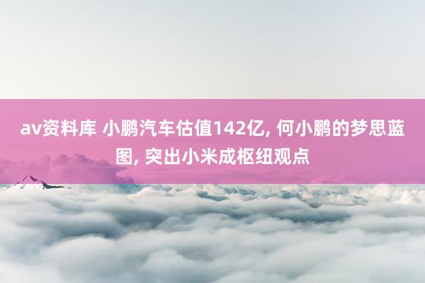 av资料库 小鹏汽车估值142亿， 何小鹏的梦思蓝图， 突出小米成枢纽观点