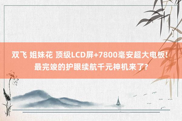 双飞 姐妹花 顶级LCD屏+7800毫安超大电板! 最完竣的护眼续航千元神机来了?