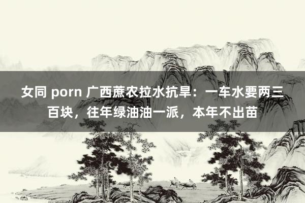 女同 porn 广西蔗农拉水抗旱：一车水要两三百块，往年绿油油一派，本年不出苗