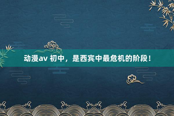 动漫av 初中，是西宾中最危机的阶段！