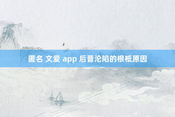 匿名 文爱 app 后晋沦陷的根柢原因