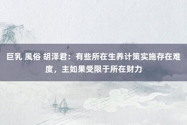 巨乳 風俗 胡泽君：有些所在生养计策实施存在难度，主如果受限于所在财力