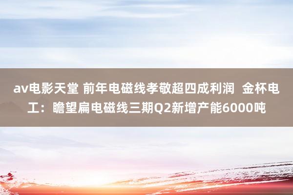 av电影天堂 前年电磁线孝敬超四成利润  金杯电工：瞻望扁电磁线三期Q2新增产能6000吨